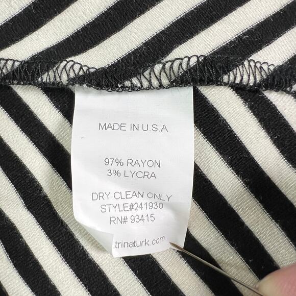 Trina Turk Womens Halter Striped‎ Drop Waist Dress Black Ivory Size 8 Vacation - Picture 4 of 4